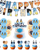 Nuovo cartone animato Cani Decorazione festa di compleanno Set completo Kit Cane blu Buon compleanno Piatti Tovaglioli Tazze Articoli per la tavola Bomboniera per bambini