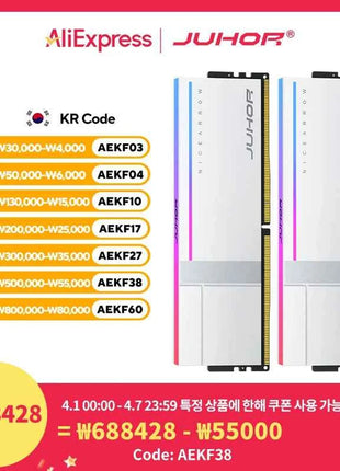 JUHOR Memoria Ram RGB DDR5 16GB DDR5 32GB(16GBX2) 6000MHz 7200MHz 8000MHz UDIMM Desktop UDIMMRAM PC Computer Memory Hynix Chip