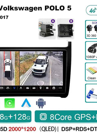 Android 15 For Volkswagen VW POLO 5 Sedan 2008 - 2023 Car Radio Navigation Multimedia Player Carplay Auto Stereo DSP WIFI+4G GPS