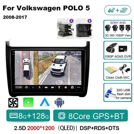 Android 15 For Volkswagen VW POLO 5 Sedan 2008 - 2023 Car Radio Navigation Multimedia Player Carplay Auto Stereo DSP WIFI+4G GPS