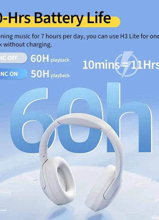 QCY H3 Lite ANC Wireless/Wired Headphones Bluetooth 5.3 Foldable Over Ear Headset HIFI Sound 60H Playtime Earphones Dual Connect