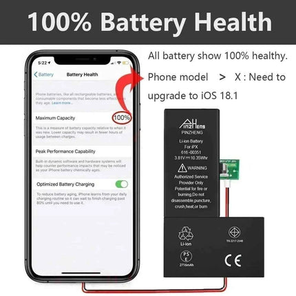 PINZHENG Real High Capacity Battery For iPhone 15 14 Pro Max 15 Pro 14 Pro 15 Plus 14 Plus 15 Pro Max Replacement Batteries