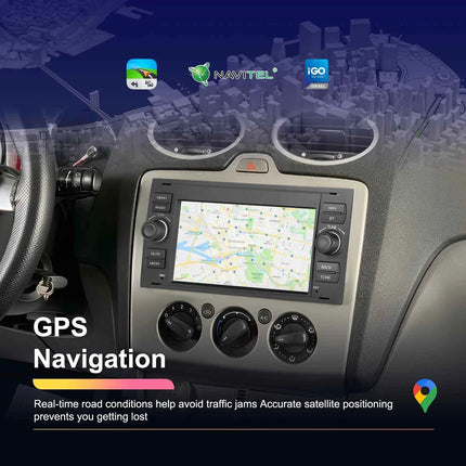 Hikity 2Din 7 "Car Radio for Transit Fiesta Focus Galaxy Mondeo Fusion Kuga C/S-Max Car Player Carplay/Auto GPS WIFI Touch display