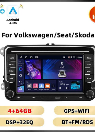 Podofo 6 + 128G 7 ''Car Stereo For VW/PASSAT/CADDY/POLO/BEETLE Multimedia Player Carplay Android Auto Type-C WIFI GPS Car Audio