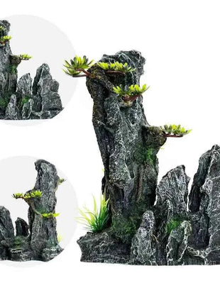 Resin Aquarium Rockery Mountain Decoration Artificial View Rock Cave Stone Tree Fish Tank Ornament Aquarium Decor Home New