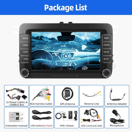 ESSGOO 7" Android 14 4+64G Wireless CarPlay Car Stereo Radio for VW Golf 5 6 Passat Polo Touran Tiguan Caddy GPS Navi RDS FM BT