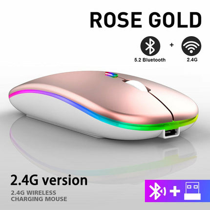 Mouse Wireless RGB Bluetooth 5.2 Ricaricabile - Gaming e Ufficio