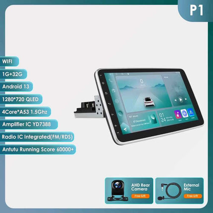 Hizpo 1din Car Stereo Radio Rotate Touch Screen For Universal Carplay GPS Navigation Bluetooth Android-auto WIFI Autoradio 7862