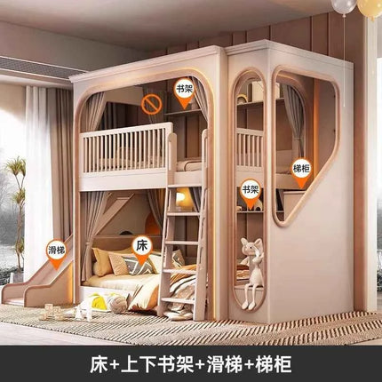 Customizable bunk beds Small apartment sibling bed High and low child and mother slide Space capsule Roof bed