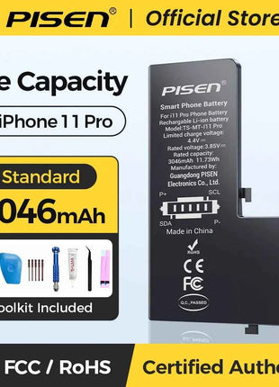 PISEN Phone Battery For iPhone 11 12 13 14 15 Mini Pro Max Plus SE2 SE3 Matches Original Capacity 0 Cycles Battery Replacement