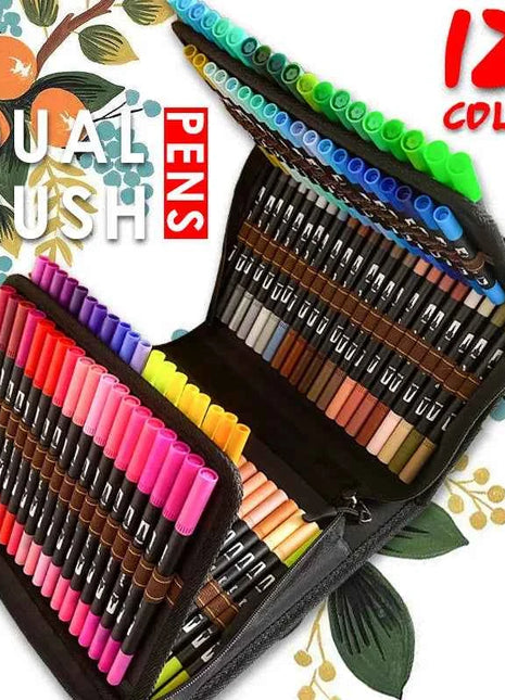 Set Pennarelli Acquerello Dual Tip 12/24/60/72/100/120 Colori per Calligrafia e Pittura