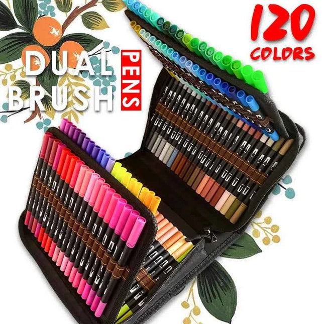 Set Pennarelli Acquerello Dual Tip 12/24/60/72/100/120 Colori per Calligrafia e Pittura