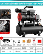 Silent Oil-Free Air Compressor 600W 1500W Portable Air Pump with 10L-160L Tank for Home Repair Tire Inflation Nail Gun