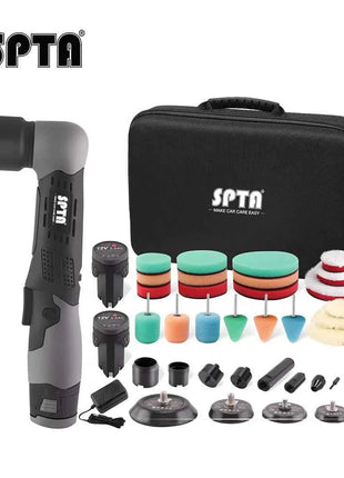 Mini lucidatrice per auto senza fili SPTA LD104, set di lucidatrice per dettagli auto mini RO/DA con batteria al litio da 2 pezzi da 2,0 Ah