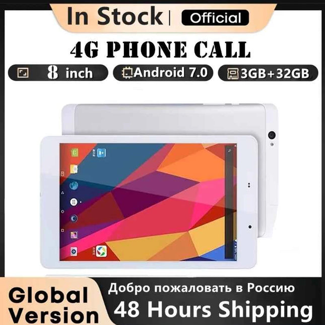 8 INCH 64 Bit 3GB RAM+32GB ROM Tabl 4G Phone Call Tablet PC Android 7.0 MTK6735 1920*1200 IPS Screen with Octa Core Processor