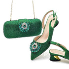 Set di scarpe e borse africane per il matrimonio Set di scarpe e borse da festa nigeriane decorate con eleganti décolleté con tacco di strass per le donne