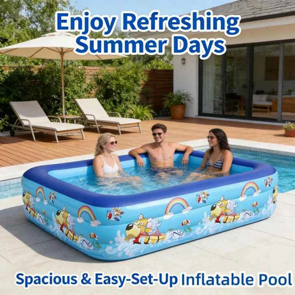 Piscina Gonfiabile Estiva 1 Pezzo, Grande Piscina con Telaio, Vasca da Bagno da Giardino per Giochi d'Acqua all'Aperto e al Chiuso, Feste