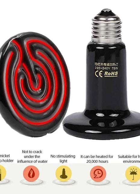 25W 50W 75W 100W 150W 200W Far Infrared Pet Heating Lamp Ceramic 110V 220V Reptile Turtle Brooder Bulb Heat Emitter Light Bulb