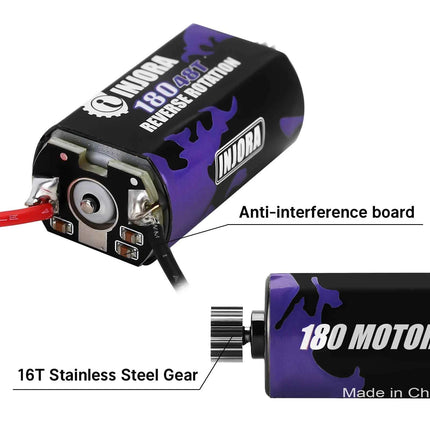 INJORA 180 Brushed Motor 48T with Stainless Steel Pinion for 1/18 1/24 FMS FCX18 FCX24 Upgrade (INM14)