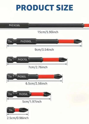 Magnetic Non-Slip Drill Bit Set 3/6/12 Pieces, S2 Steel, Crosshead and Impact Drill Bits, Suitable for Electric and Hand Drivers