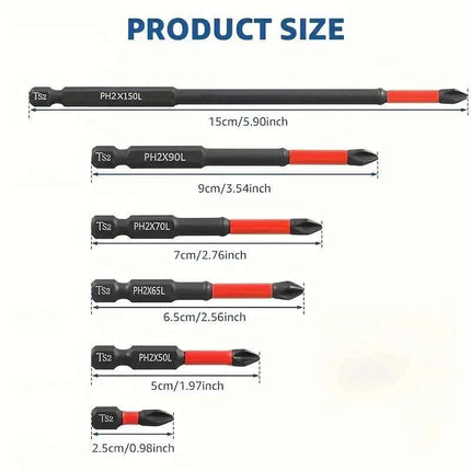 Magnetic Non-Slip Drill Bit Set 3/6/12 Pieces, S2 Steel, Crosshead and Impact Drill Bits, Suitable for Electric and Hand Drivers