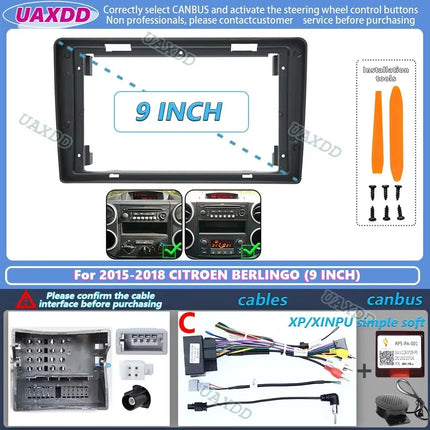 Per il 2015-2018 CITROEN BERLINGO PEUGEOT PARTNER 9 POLLICI Auto stereo radio Android telaio pannello cablaggio adattatore decoder canbus