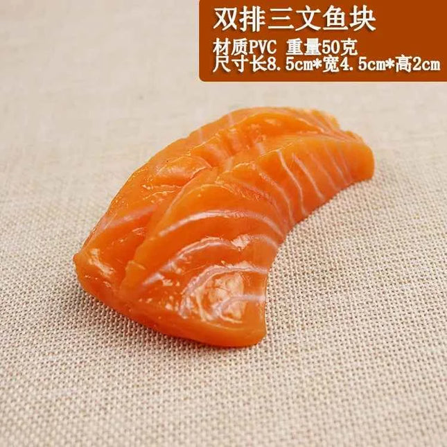 1pcs Simulated Sushi Model Simulated Salmon Fake Japanese Cuisine Simulated Salmon Slices Four Consecutive Pieces Food Model PVC