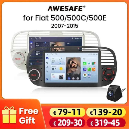 AWESAFE Wireless CarPlay Car Radio for FIAT 500 500C Abarth 2007-2015 with Android Auto GPS Navigation Smart System RDS DSP FM