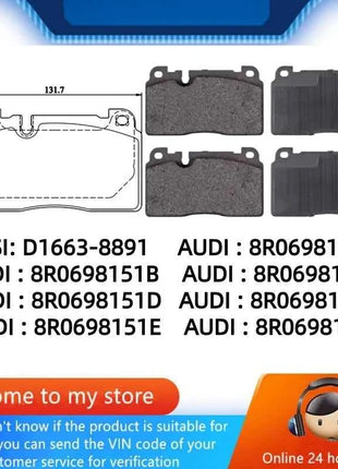 For AUDI A6(C7/4G5/4GD)A7(4GA/4GF)Q5(8R) Front Brake Pads 8R0698151B 8R0698151D 8R0698151E 8R0698151G/Auto Parts -22035