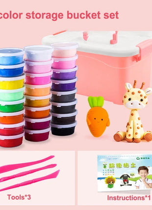 New Set of Safe and Non-Toxic 24-Color Clay Ultralight Space Snow Mud Clay Toy Handmade DIY Modeling Material Toy with Bucket