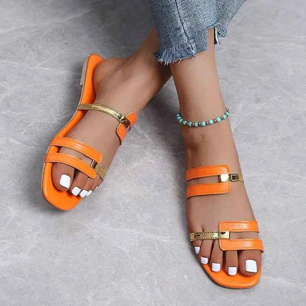Scarpe da donna Summer Flats Flip flop Dress Shallow Casual donna Slides roma Open-toe pantofole da donna Slingback Sandals2023