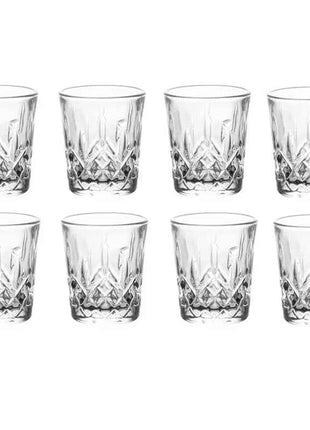 Set Bicchieri in Vetro Inciso 50ml con Rilievi per Spirits Tè e Acqua - 2/4/6/8/12 Pezzi
