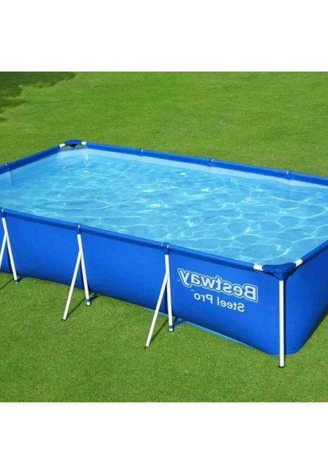 Piscina Quadrata Bestway AGP 400*211*80cm, Grande Piscina Familiare con Telaio in Metallo, Piscina Quadrata Pieghevole con Supporto in Tela Cerata