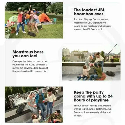 JBL Boombox 2 Portable Wireless Bluetooth Speaker Boombox Waterproof Loudspeaker Dynamics Music Subwoofer Outdoor Stereo