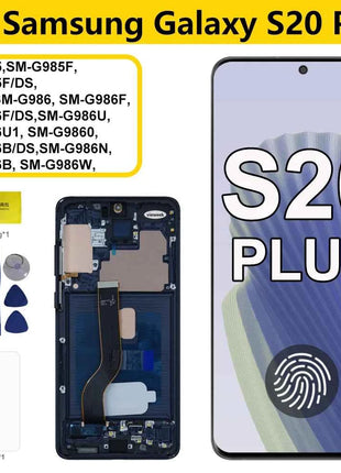 Super Amoled Per Samsung Galaxy S20 Plus G985 G986 Display LCD Touch Screen Digitizer con Cornice Per Samsumg S20 + Sostituzione