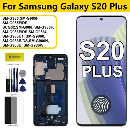 Super Amoled Per Samsung Galaxy S20 Plus G985 G986 Display LCD Touch Screen Digitizer con Cornice Per Samsumg S20 + Sostituzione