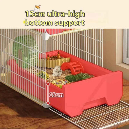 Large Hamster Cage with Easy Clean Drawer Luxury Villa Style for Golden Hamster Fancy Mouse And Dwarf Rat Habitat Decor