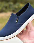 Men's Canvas Sneakers Casual Slip-On Vulcanized Lightweight Flat Shoes Affordable Free Shipping