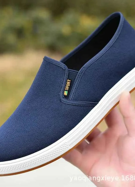 Men's Canvas Sneakers Casual Slip-On Vulcanized Lightweight Flat Shoes Affordable Free Shipping