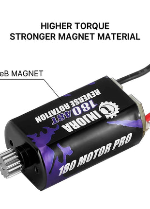 INJORA 180 Brushed Motor 48T with Stainless Steel Pinion for 1/18 1/24 FMS FCX18 FCX24 Upgrade (INM14)