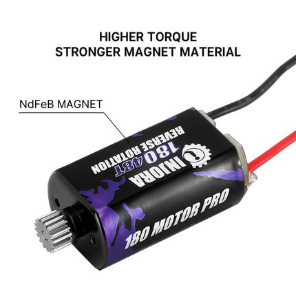 INJORA 180 Brushed Motor 48T with Stainless Steel Pinion for 1/18 1/24 FMS FCX18 FCX24 Upgrade (INM14)