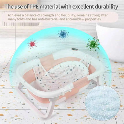 Baby Bathtub, Space Saving & Foldable Baby Bathtub with Thermometer, Non-Slip Bath Pillow And Drain Hole for Newborn And Toddler