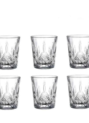 Set Bicchieri in Vetro Inciso 50ml con Rilievi per Spirits Tè e Acqua - 2/4/6/8/12 Pezzi