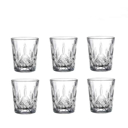 12pcs/8pcs/6pcs/4pcs/2pcs Embossed Glass 50ml Spirits Cups Engraved Tea Drinking Baijiu Cup Water Glass Small Capacity Wine Cup