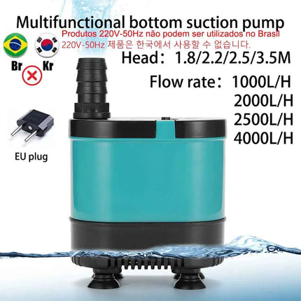 20/35/50/60W Bottom Suction Submersible Pump Fish Tank Water Circulation Pump Small Silent Filter Suction Manure Change Pump