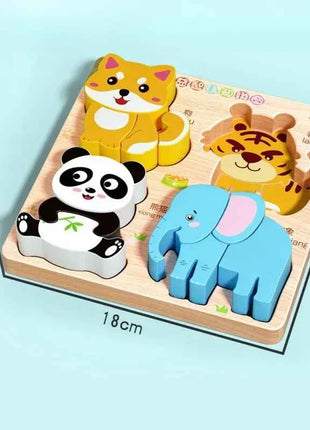Montessori Cartoon 3D Wooden Puzzle Animal Traffic Jigsaw Toys for Kids Early Learning Educational Cognitive Game Children Gifts