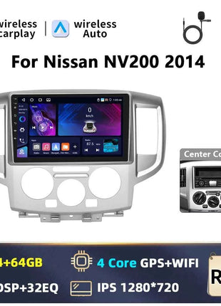 Podofo 9INCH AI Voice Android  2din Car Radio for NV200 NV 200 2009-2014 CarPlay Car Stereo Android Auto 4G GPS Navigation WiFi