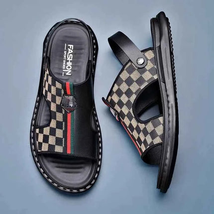 Sandali con fondo morbido casual da uomo 2023 Nuovo stile estivo a due usi in vera pelle traspirante antiscivolo Abbigliamento esterno alla moda