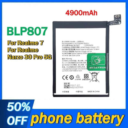 BLP807 4900mAh Mobile Phone Battery For Realme 7 For Realme Narzo 30 Pro 5G Batteries