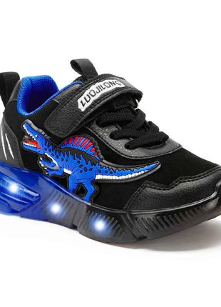 EXDINO Dinosauro Bambini piccoli Primavera Autunno Scarpe luminose a LED Bambini Spinosaurus Ragazzi Glowing Scarpe da ginnastica sportive casual antiscivolo